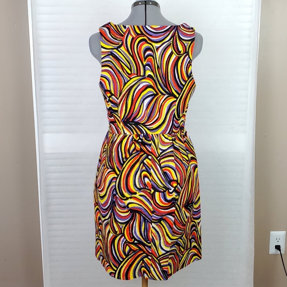 LAST CHANCE Milly multicolor swirl fit flare retro dress pockets 10 - Picture 3 of 8